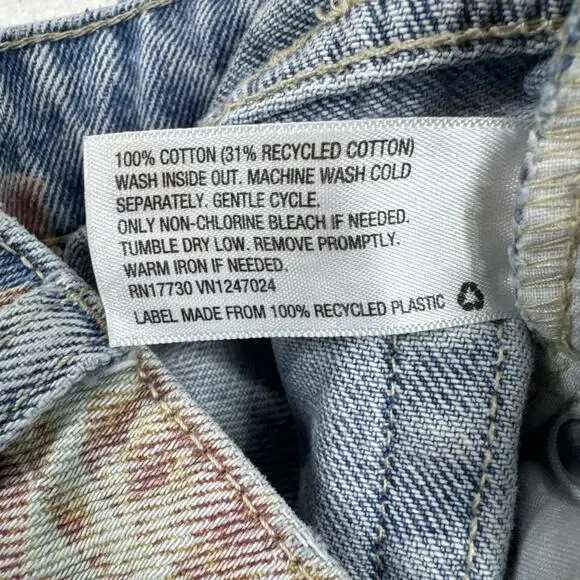 Wild Fable Jeans Women Sz 0 High Rise Light Wash Floral Pattern 90's Festival - Picture 10 of 12